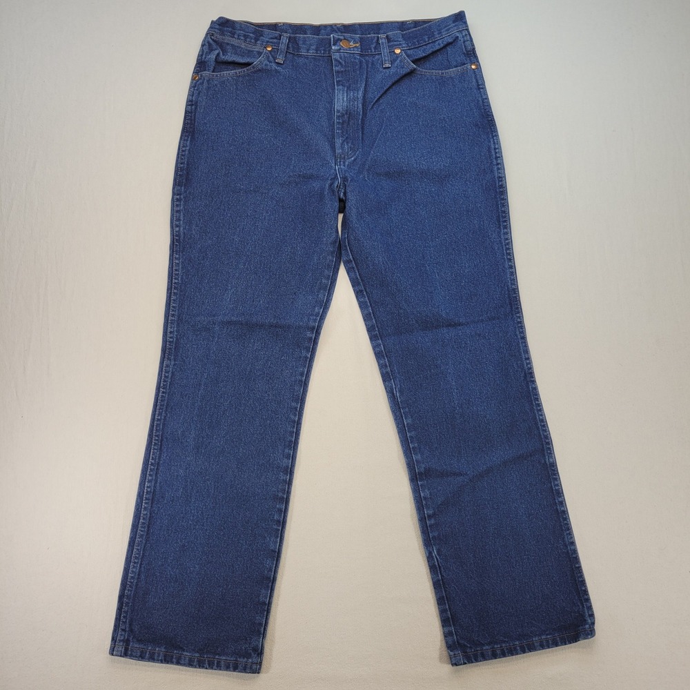 Wrangler Cowboy Cut Jeans Mens 38x32 Blue Slim Fit Straight Leg 936PWD Denim